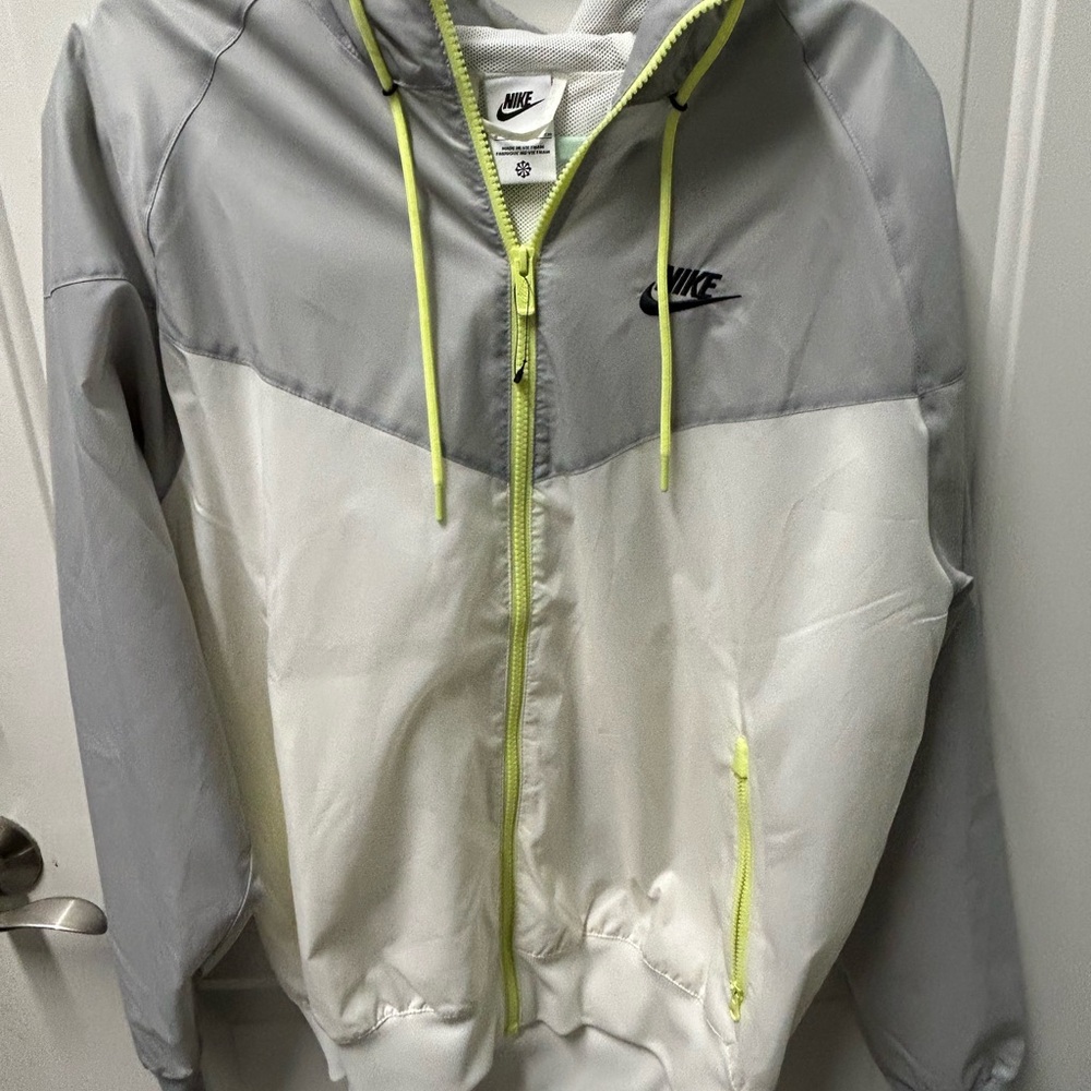 Nike Gray and White Windbreaker Jacket